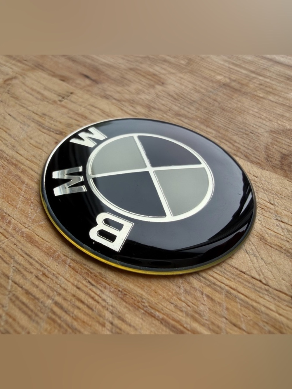 BMW Gloss Black steering wheel  Emblem with Silver Accents